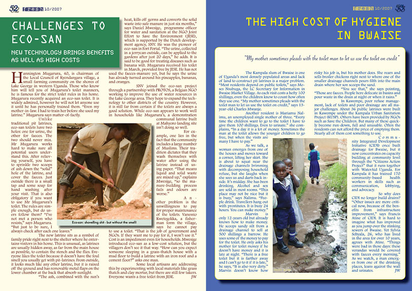 page 2 of Fresh magazine on sanitation and hygiene in Uganda